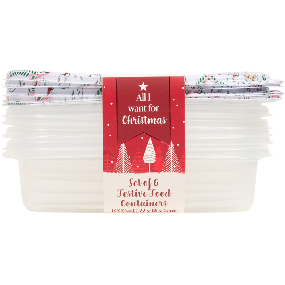 Pack of 6 Festive Robin or Santa Food Containers Image 2