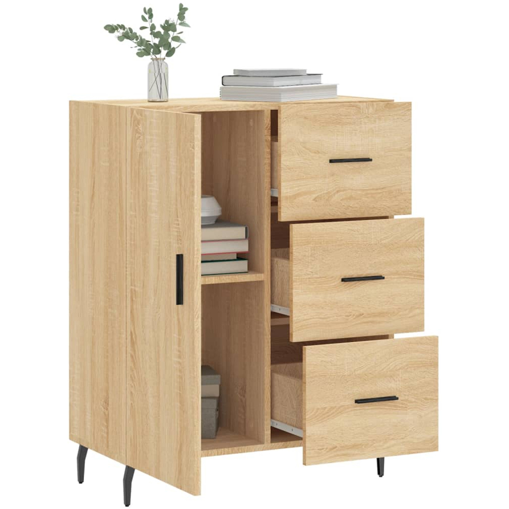 vidaXL Single Door 3 Drawer Sonoma Oak Sideboard Image 4