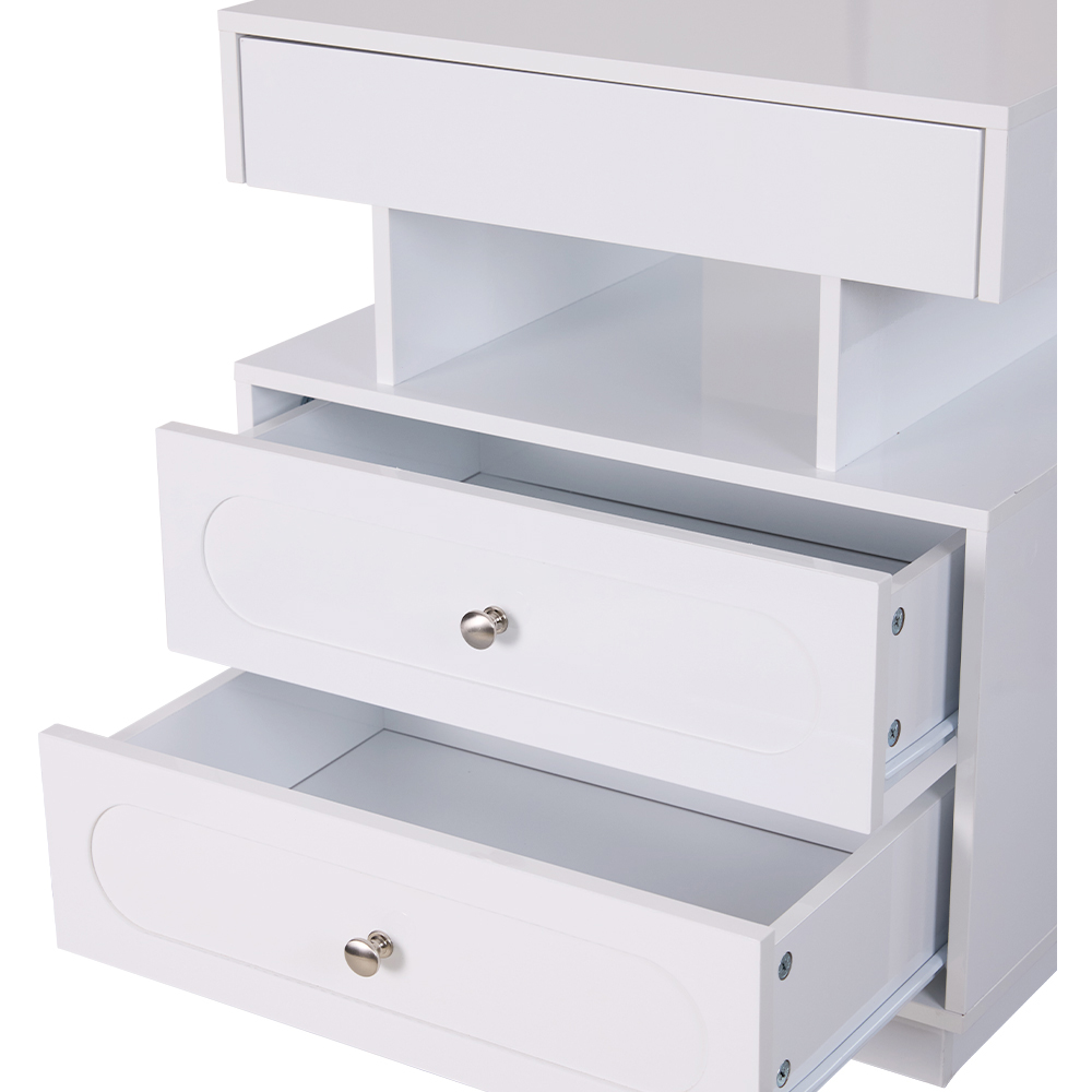 Living and Home 3 Drawer Single Shelf White Bedside Table with RGB LED Light Image 4