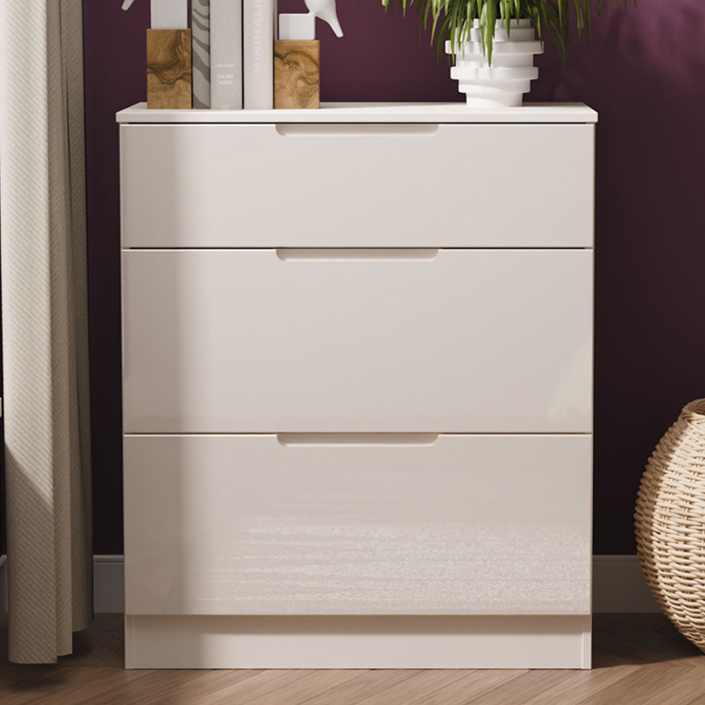 Crowndale Milan 3 Drawer Kashmir Gloss and Kashmir Deep Chest of Drawers Ready Assembled Image 1