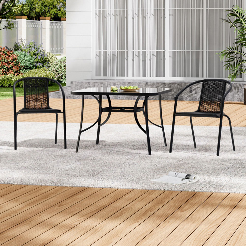 Living and Home Wicker 2 Seater Square Bistro Set Image 6