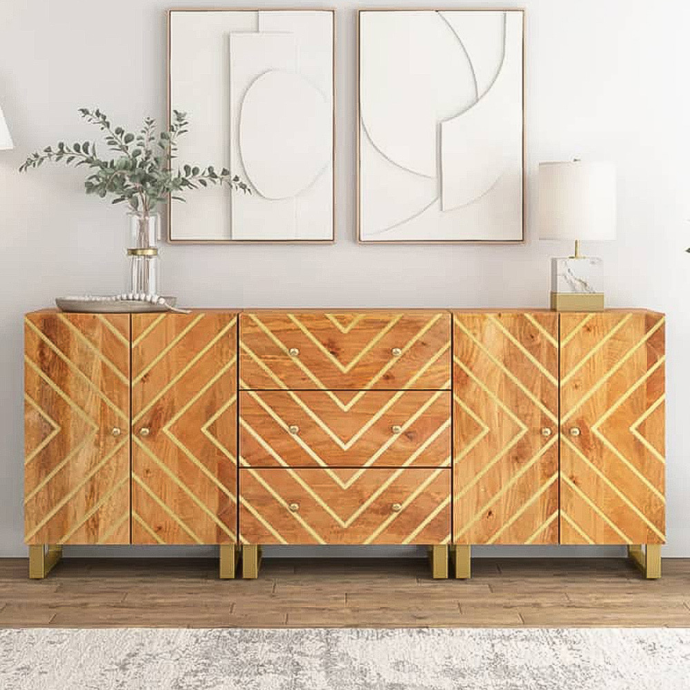 vidaXL Brown Mango Wood Side Cabinet Image
