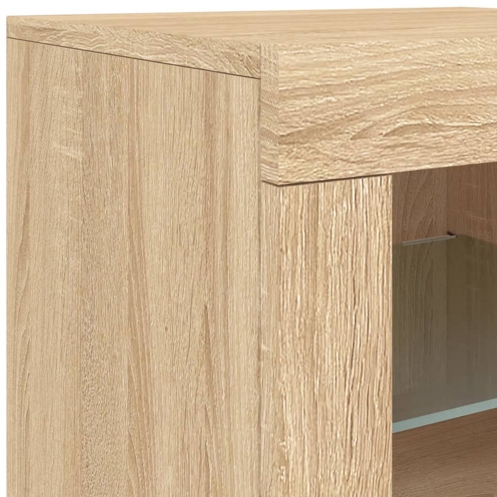 vidaXL 4 Door 8 Shelf Sonoma Oak LED Sideboard 3 Piece Image 8