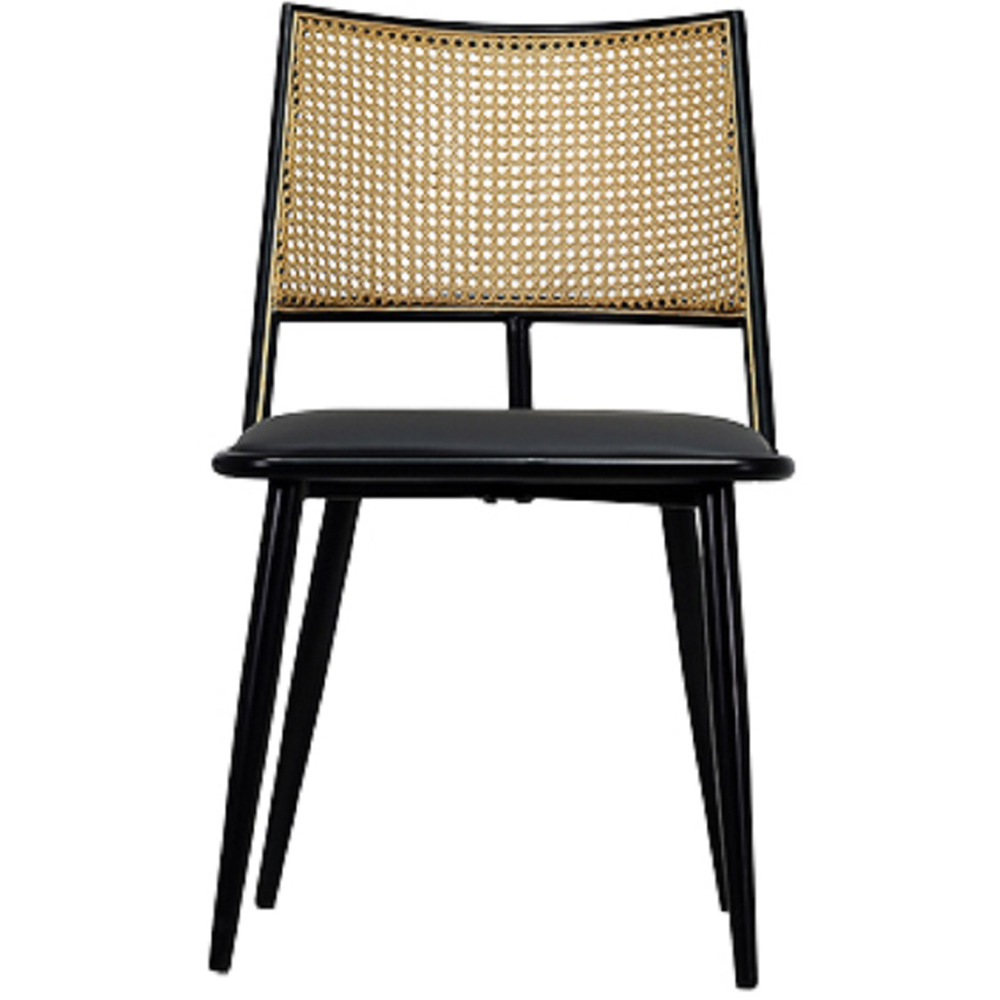 Furniture One Set of 2 Black Rattan Mid-Century Dining Chair Image 3