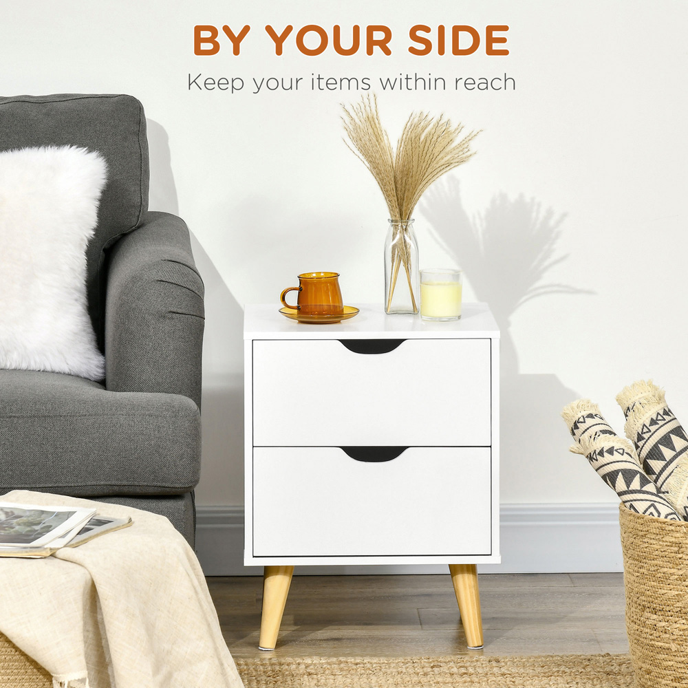 Portland 2 Drawer White Bedside Table Image 6