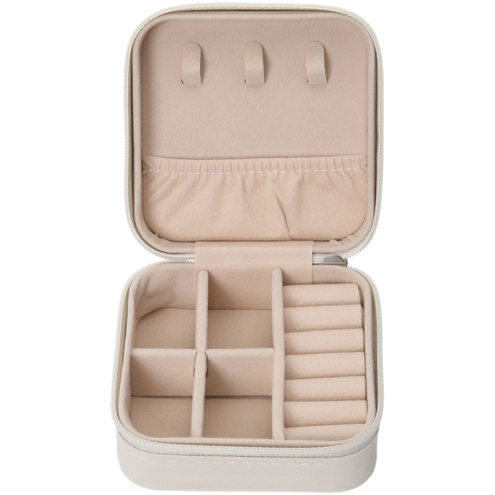 Living and Home White Portable Small Faux Leather Jewellery Case Image 4