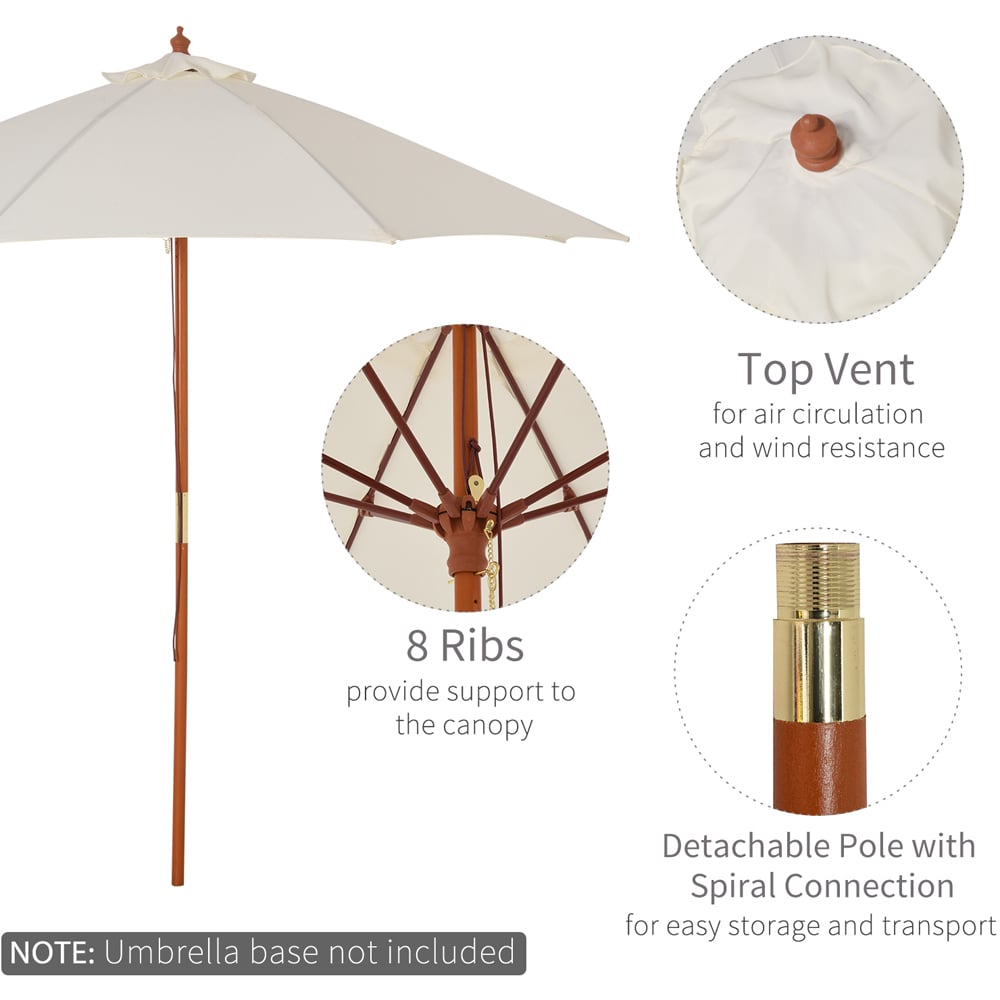 Outsunny Cream White Wooden Parasol 2.5m Image 5