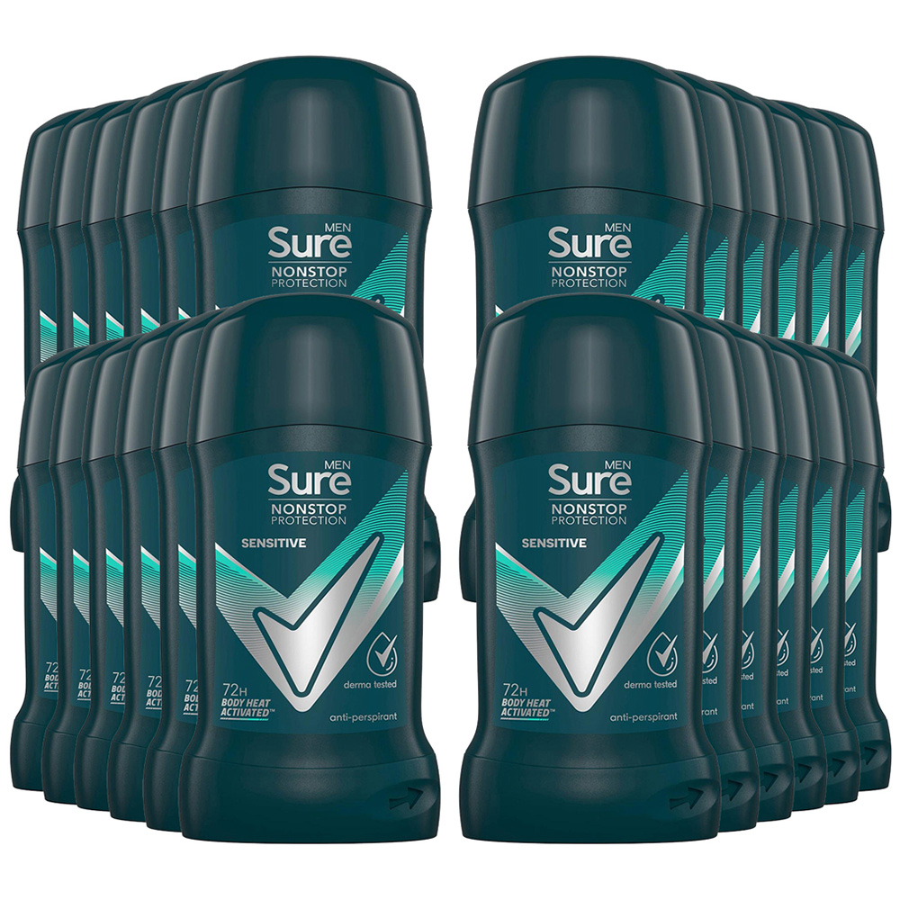 Sure Men Sensitive 72H Nonstop Protection Anti-Perspirant Deodorant Stick 50ml 24 Pack Image 1