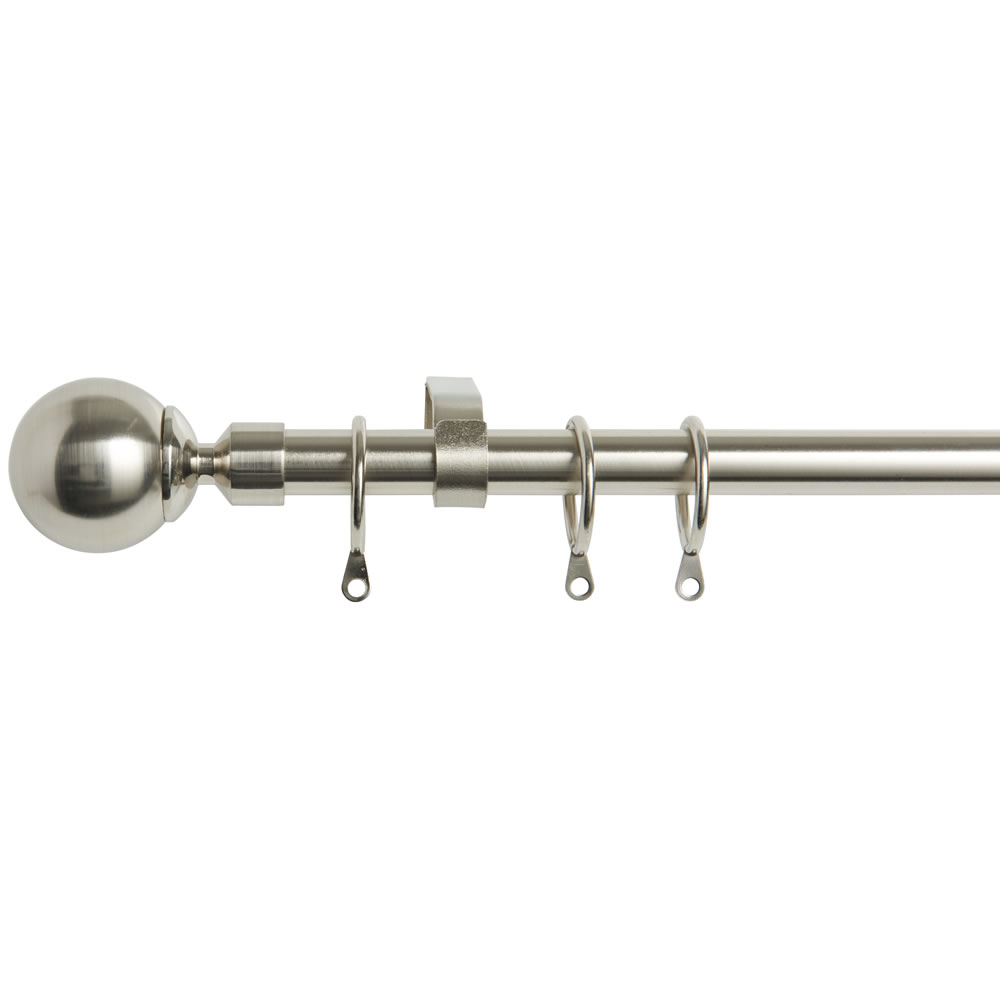 Wilko Tivoli 125 - 215cm Extendable Satin Silver Effect Curtain Pole Image 1