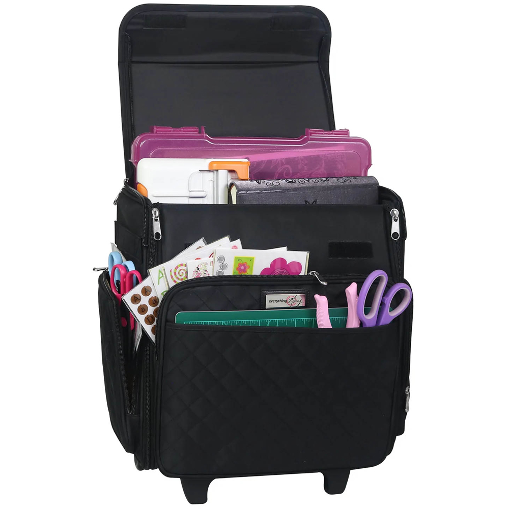 Everything Mary EVM12790-1 Black Collapsible Quilted Craft Trolley Bag 36.2 x 22.2 x 39.4cm Image 7