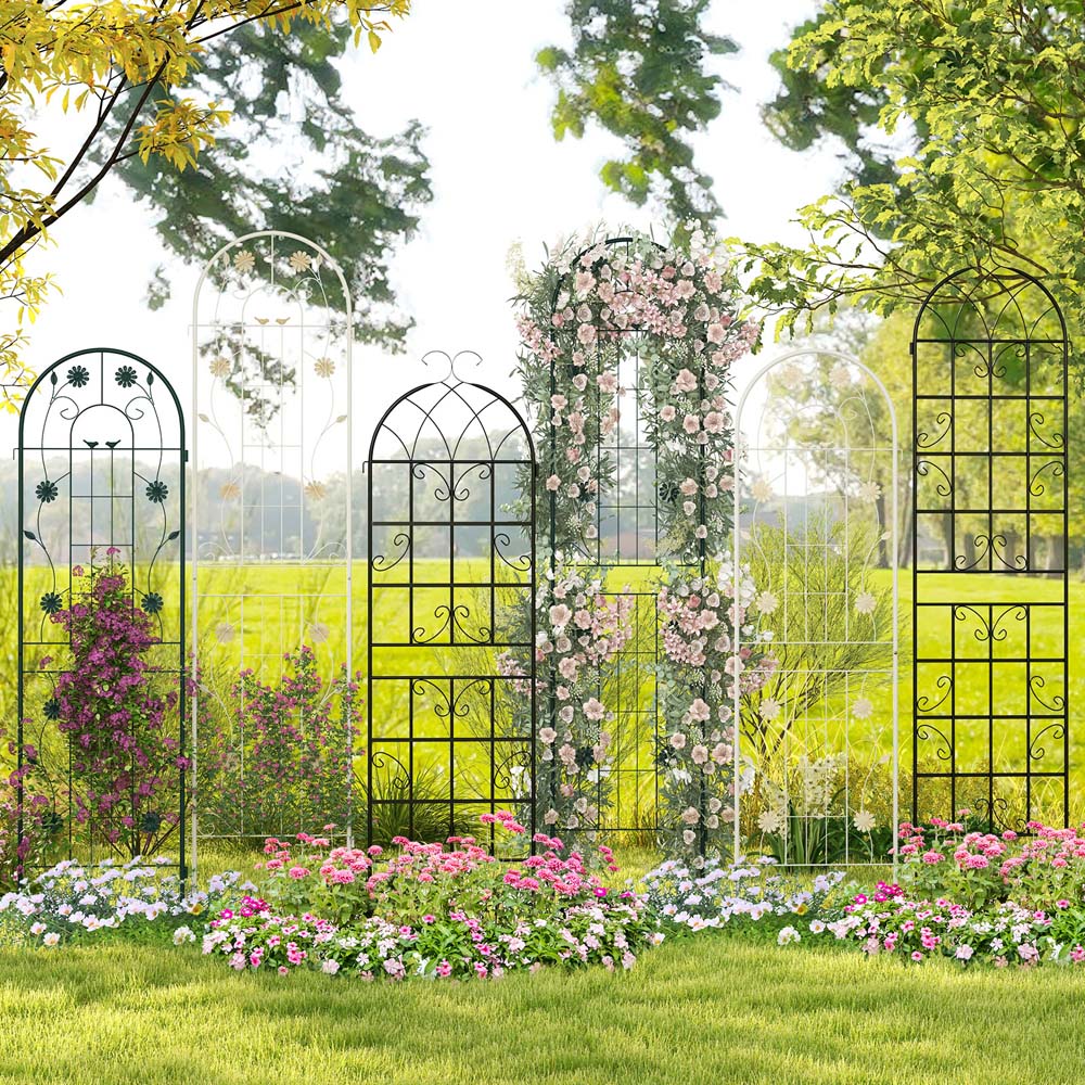 Costway White Metal Garden Trellis 180 x 50cm 2 Pack Image 3