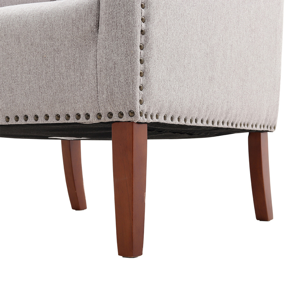 Living and Home Burlap Studded Grey High Back Armchair with Cushion Image 7