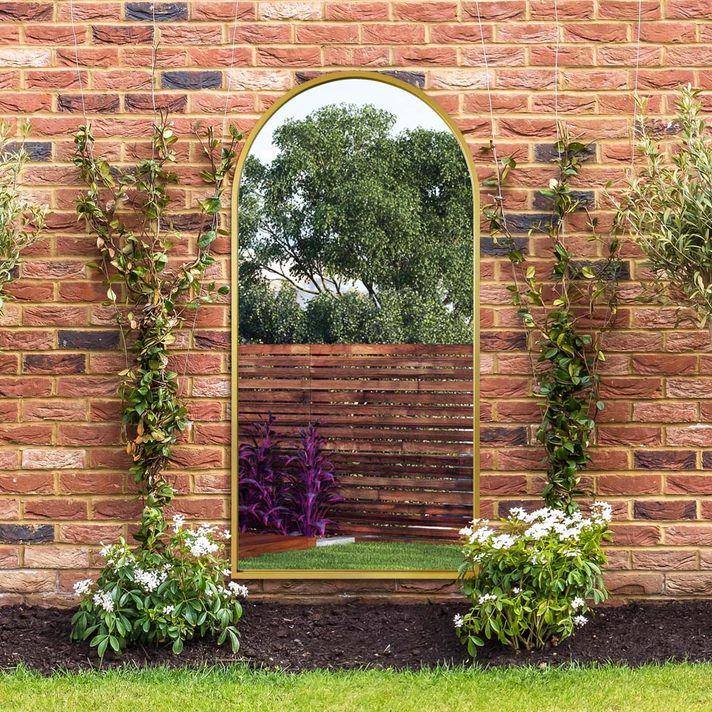 MirrorOutlet The Arcus Gold Framed Arched Garden Wall Mirror 180 x 90cm Image 6