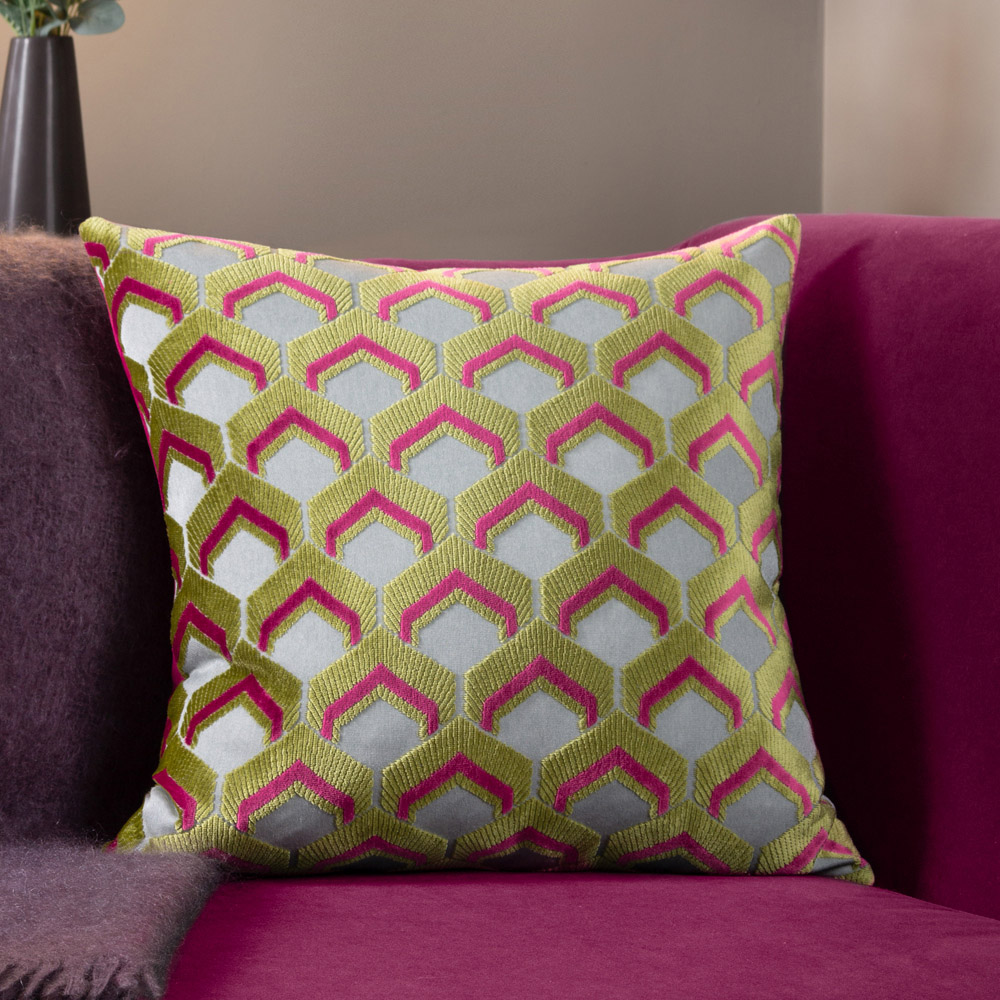 Paoletti Ledbury Multicolour Velvet Jacquard Cushion Image 2
