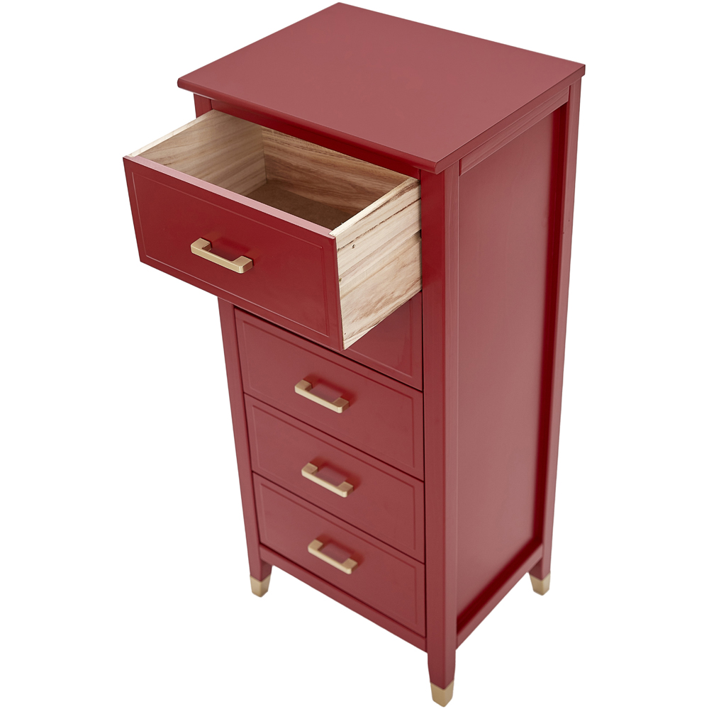 Palazzi 5 Drawer Red Narrow Chest of Drawers Image 5
