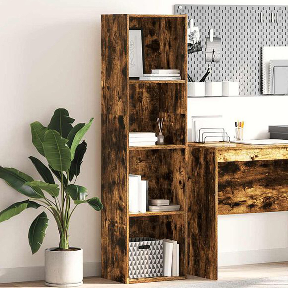 vidaXL 4 Shelf Smoked Oak Bookcase Image 1
