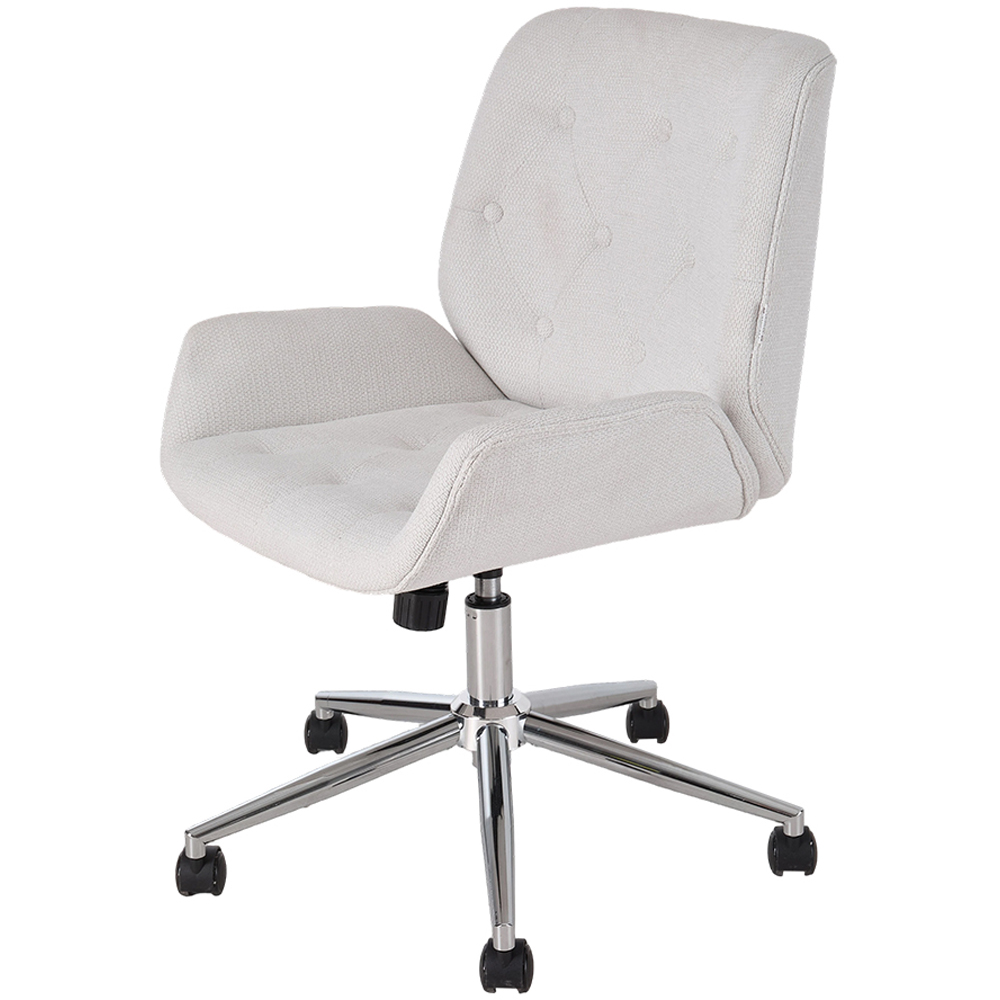 Living and Home White Chenille Swivel and Adjustable Retro Office Chair Image 2
