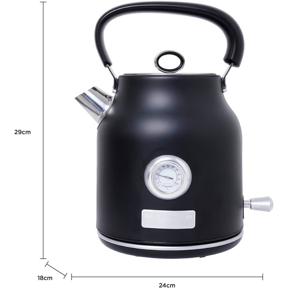 Charles Bentley KERE01BLKS Matt Black and Silver 1.7L Kettle Image 6