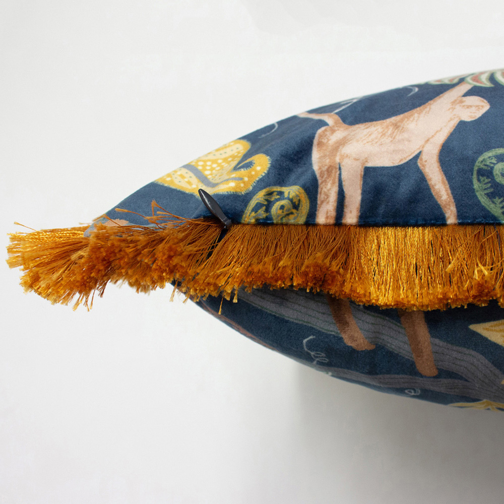furn. Midnight Blue Monkey Forest Jungle Cushion Image 5
