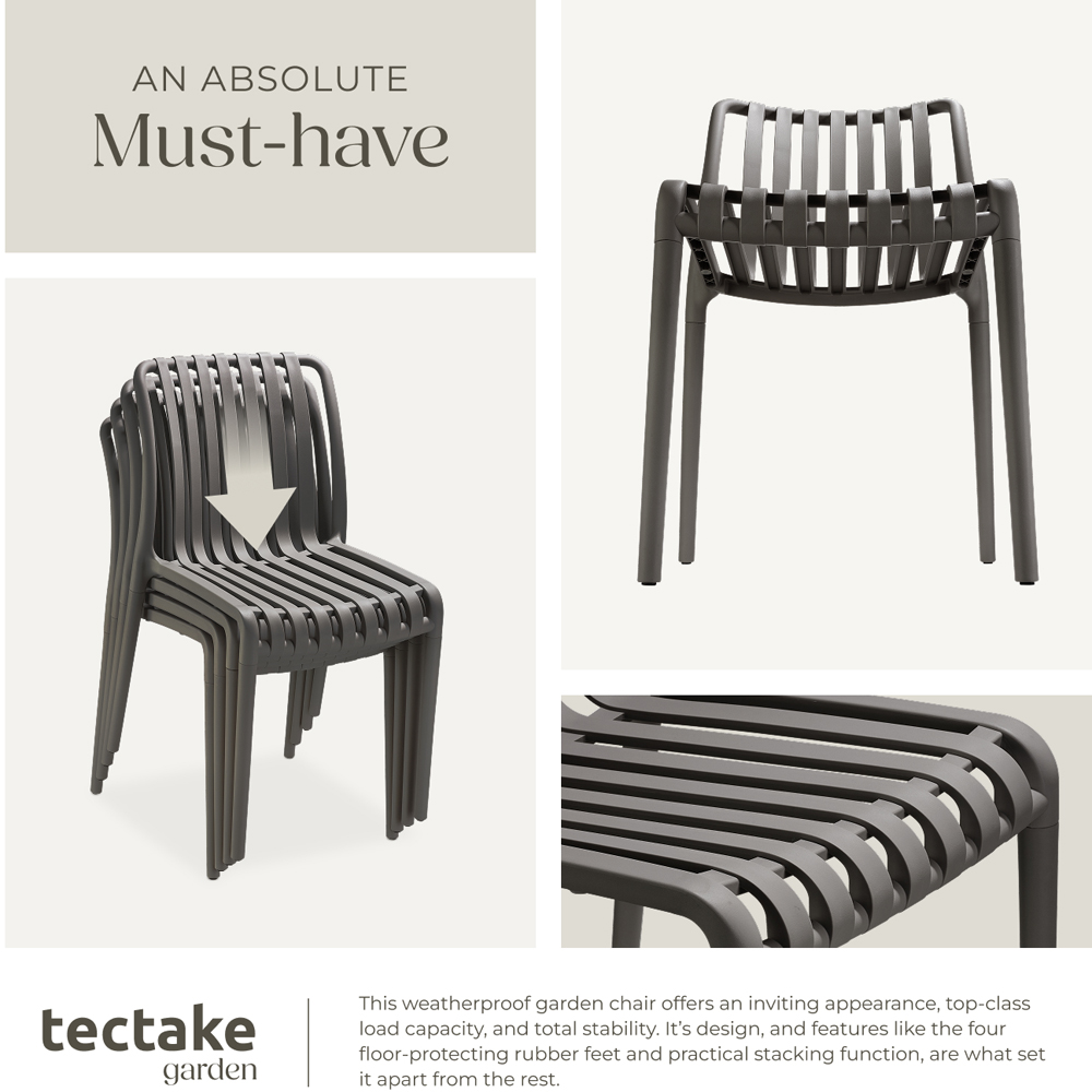 tectake Alcudia Set of 2 Anthracite Stackable Garden Chair Image 5
