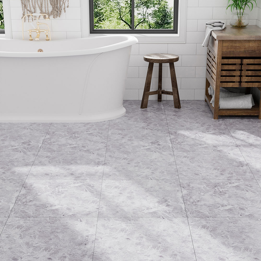 Living and Home Grey Spider Vein Marble Texture PVC Floor Tile 24 Pack Image 5