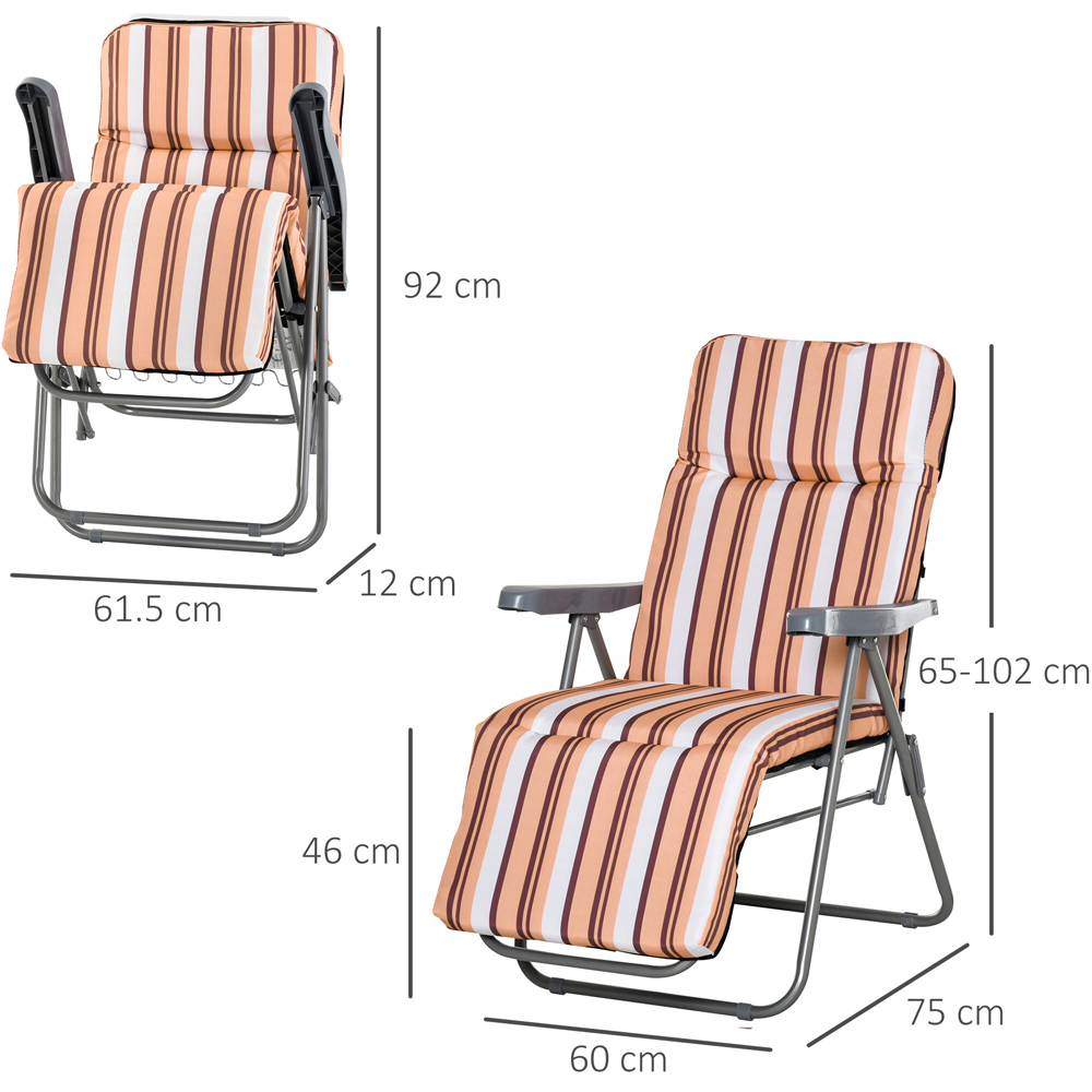 Outsunny Set of 2 Orange and White Recliner Sun Loungers Image 7
