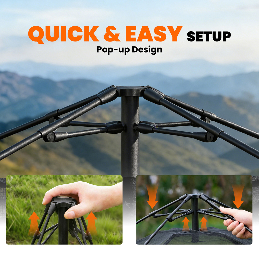 Outsunny 3-4 Person Waterproof Pop-Up Camping Tent Green Image 4