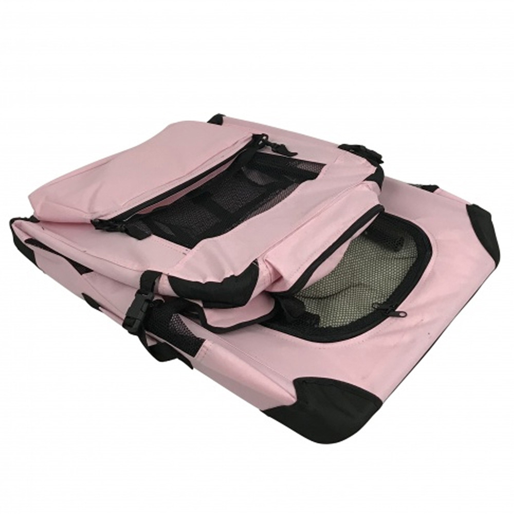 Folding Soft Crate Fabric Pet Carrier - Pink - Large Image 5
