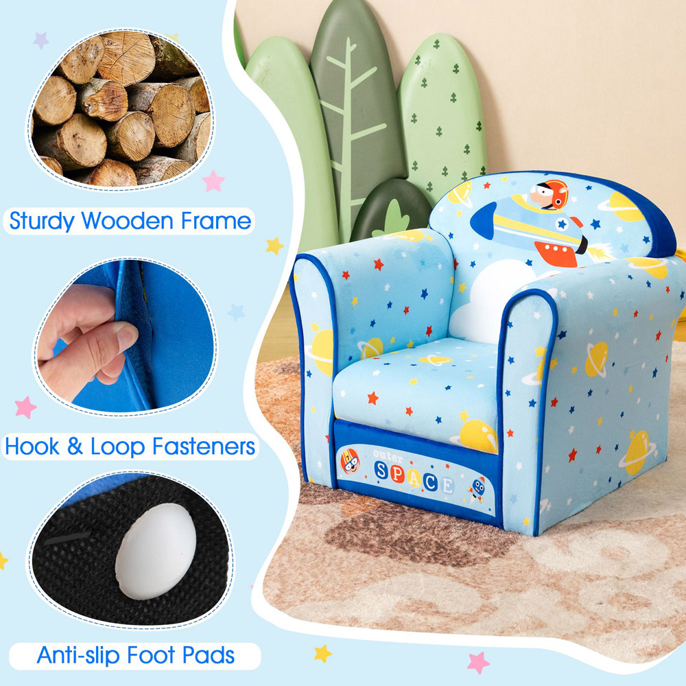 Costway Blue Space Kids Armchair Image 7