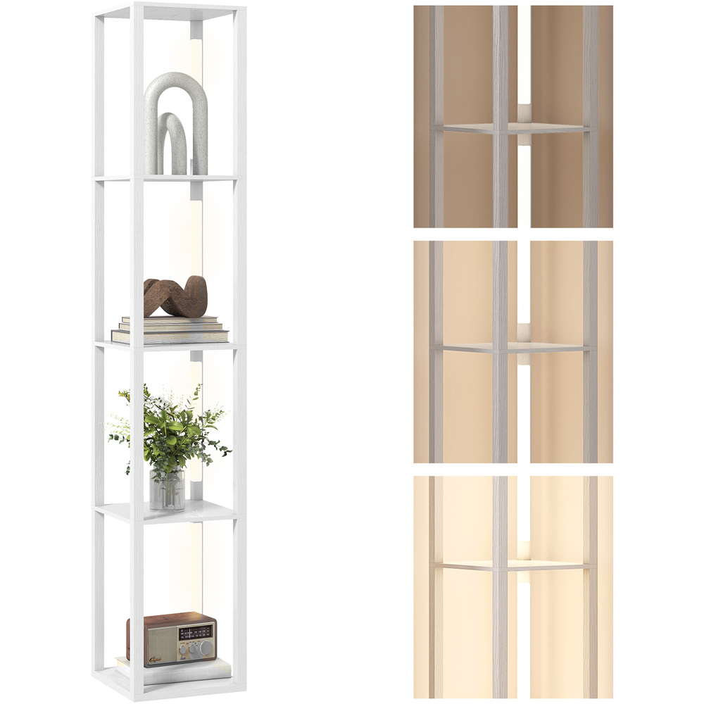 Portland 4 Shelf White LED Floor Lamp with Foot Switch Image 3