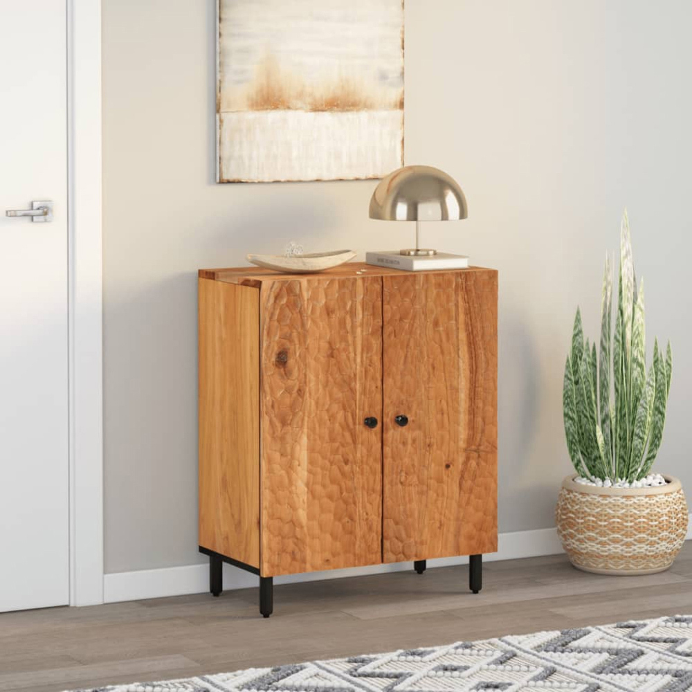 vidaXL 2 Door Natural Solid Acacia Wood Side Cabinet Image 9