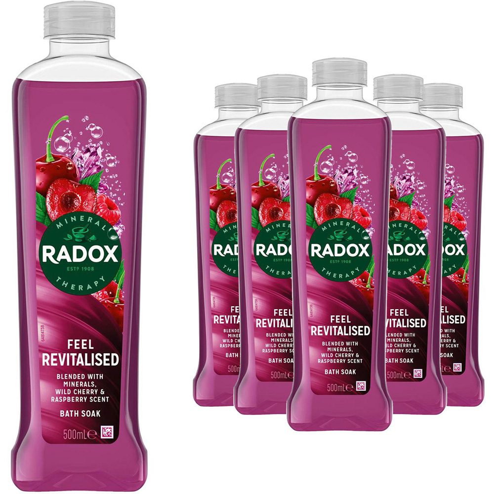 Radox Mineral Therapy Feel Revitalised Cherry and Raspberry Bath Soak 500ml 6 Pack Image 1