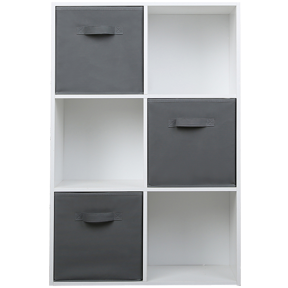 Jane 6 Shelf White Cube Storage Unit with Basket Image 3
