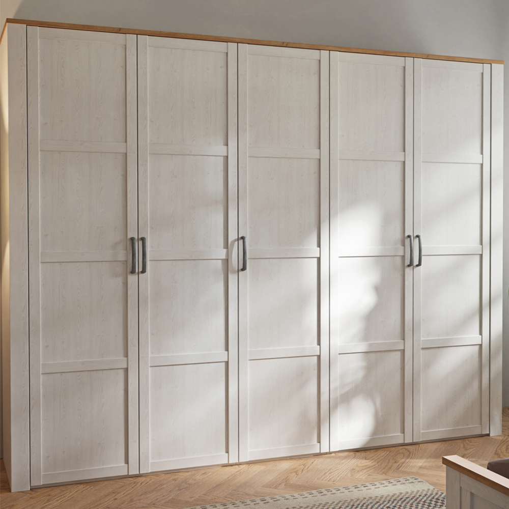 Florence 5 Door Riviera Oak and White Wardrobe Image 6