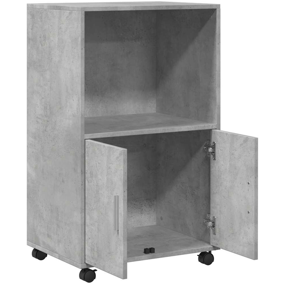 vidaXL 2 Door Single Open Shelf Concrete Grey Rolling Storage Cabinet Image 7