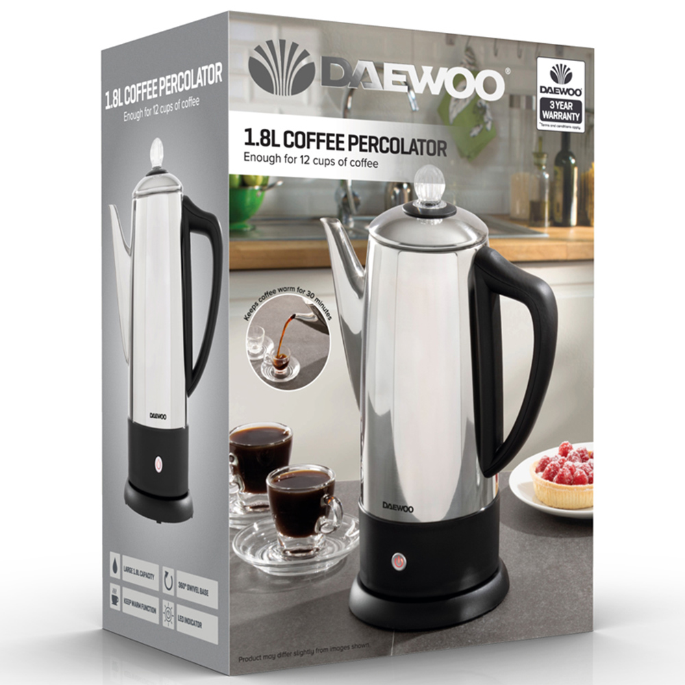 Daewoo SDA2614GE Stainless Steel 1.8L Coffee Percolator Image 8