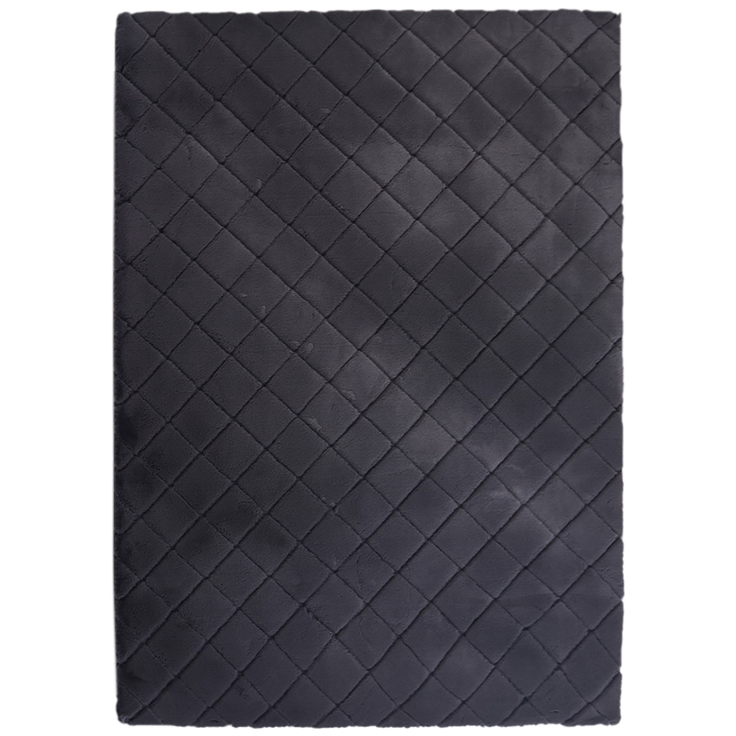 Milly Grey Faux Rabbit Fur Pile Rug Image 1