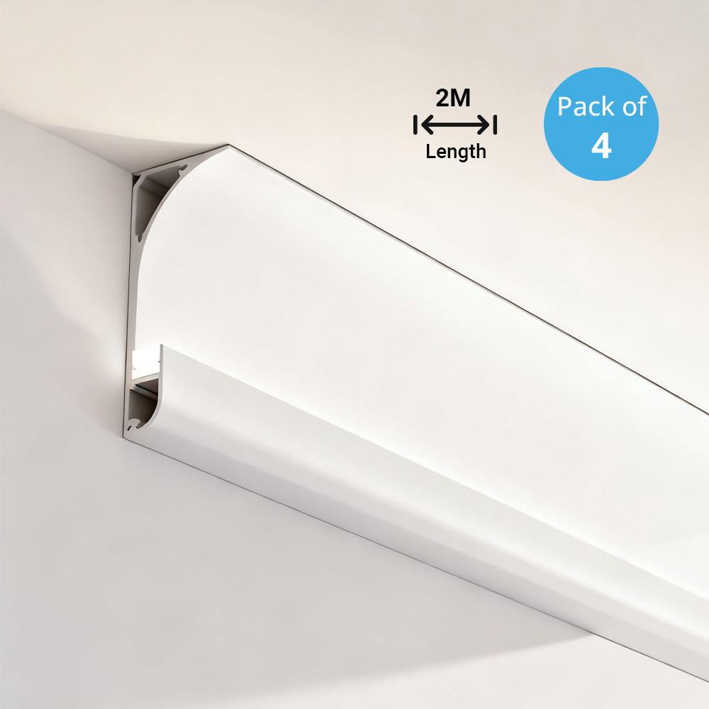 ENER-J 60mm Aluminium Skirting Profile with Curved Vertical Rise 2m Image 2