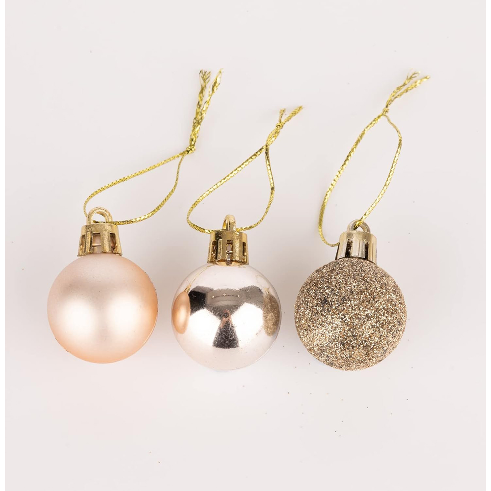 Shatchi Champagne 3cm Gold Shatterproof Christmas Bauble 24 Pack Image 3