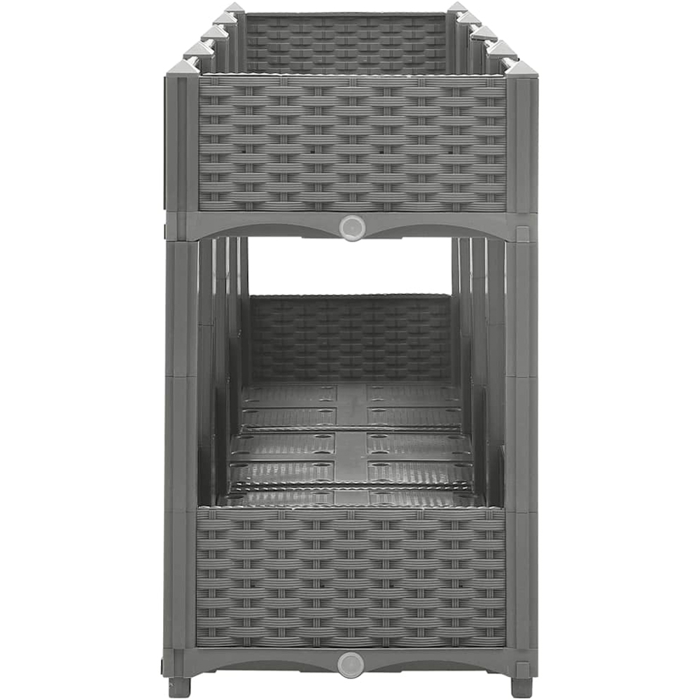 vidaXL Grey Plastic Rattan Raised Garden Bed 76 x 203 x 53cm Image 4