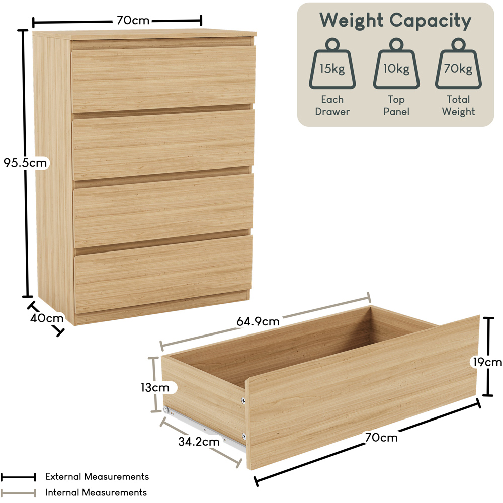 VIDA DESIGNS Denver 4 Drawer Pine Chest of Drawers Image 9