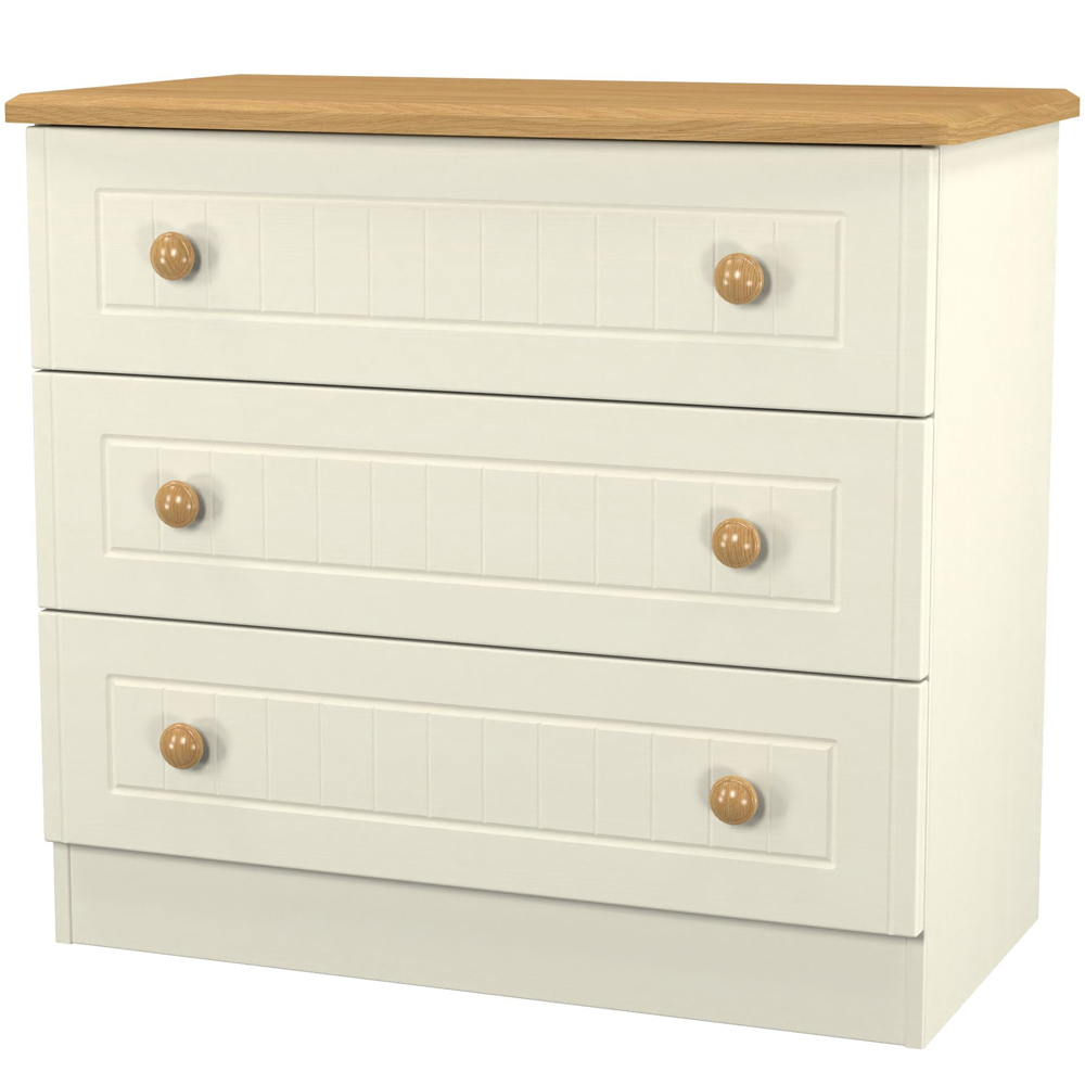 Crowndale Warwick 3 Drawer Cream Ash and Oak Chest of Drawers Image 4