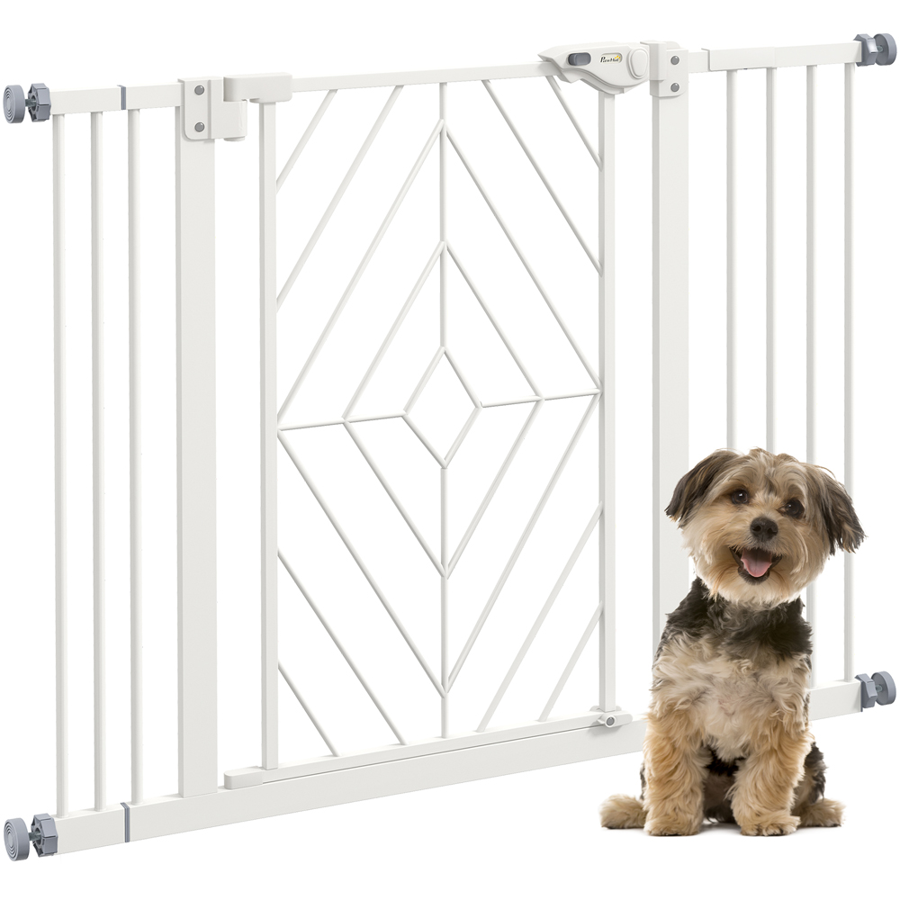 PawHut White 74-100cm Pressure Fit Pet Safety Gate Image 3