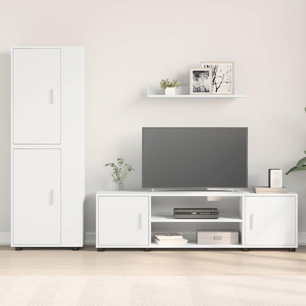 vidaXL White Wall Mounted 4 Piece TV Cabinet Set Image 1