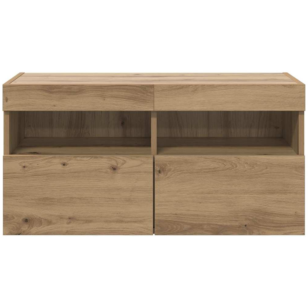 vidaXL 2 Door 2 Shelf Artisan Oak Wall Mounted TV Cabinet with LED Light Image 8