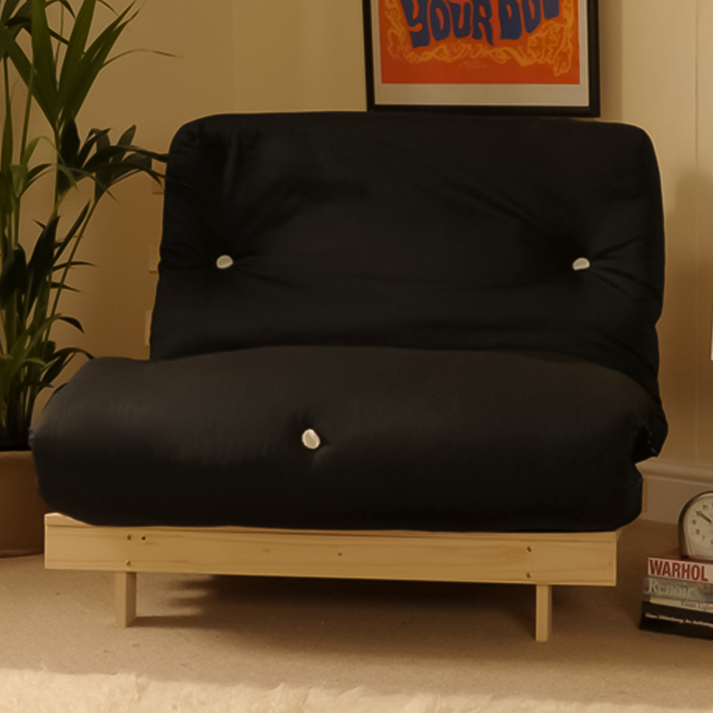 Brooklyn Luxury Small Single Sleeper Black Futon Base and Mattress Image 1