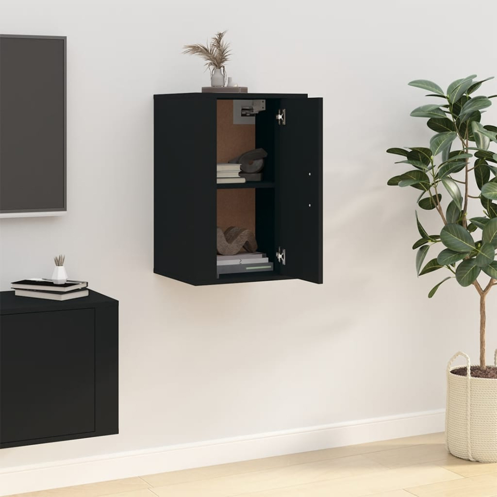 vidaXL Single Door Black Wall Mounted TV Cabinet Image 9