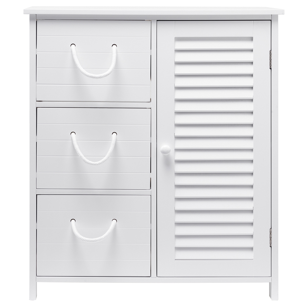 Kingston White 3 Drawer Single Door Floor Cabinet Image 3