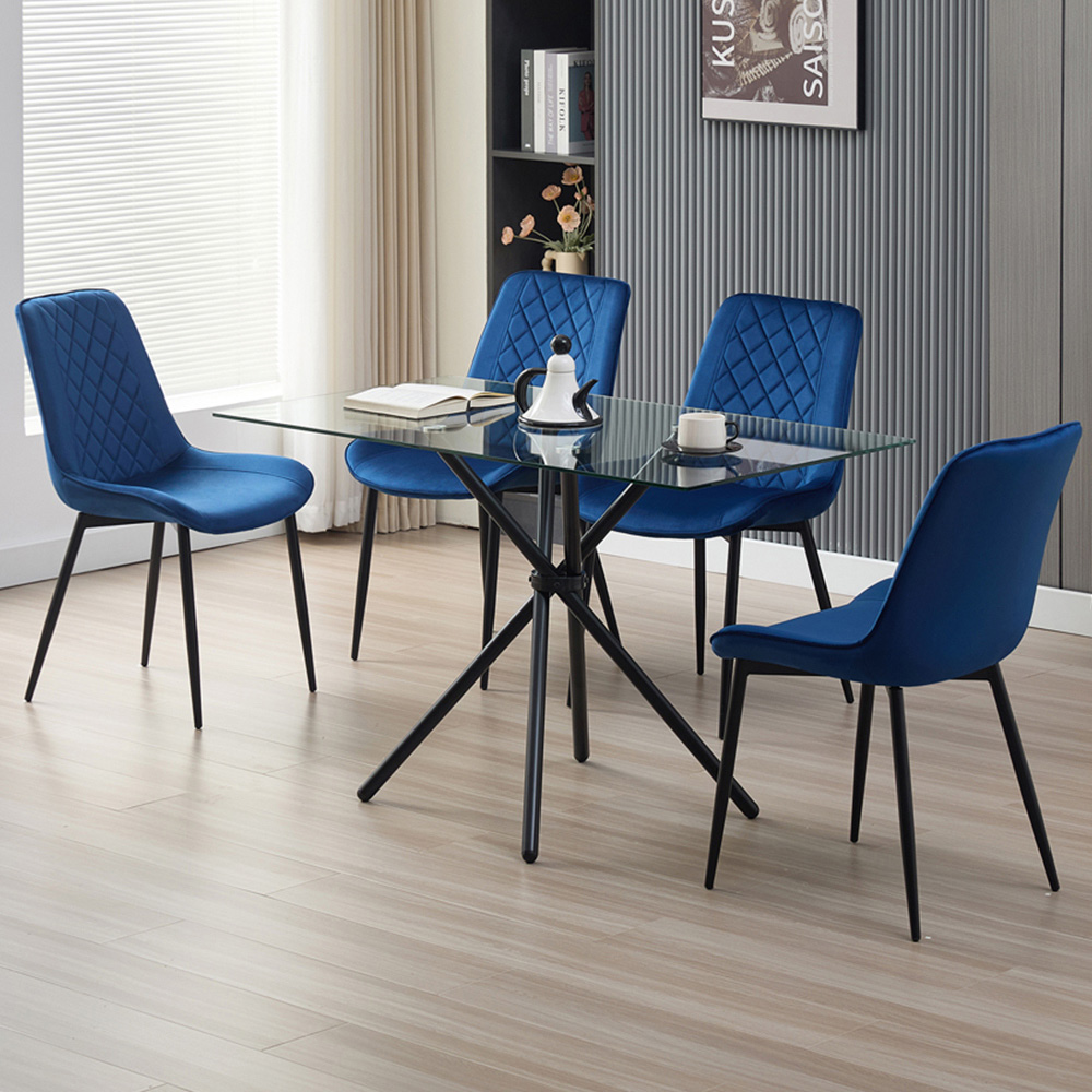 Indoor Living Miami Amelia 4 Seater Dining Set Blue Image 1