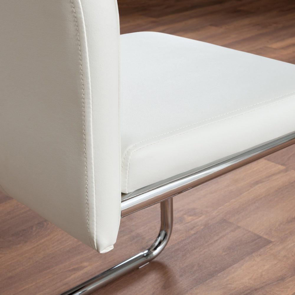 Furniturebox Elissa Fontana Marble Effect 2 Seater Round Dining Set White and Chrome Image 7